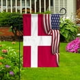 thumbnail image 3 of Flag Waving American Flag Danish Denmark U.S.A Friendship Patriotic Proud Garden Flag, Double-Sided Decorative Outdoor Flag, Patriotic Polyester Yard Flag 12 x 18 in, 3 of 5