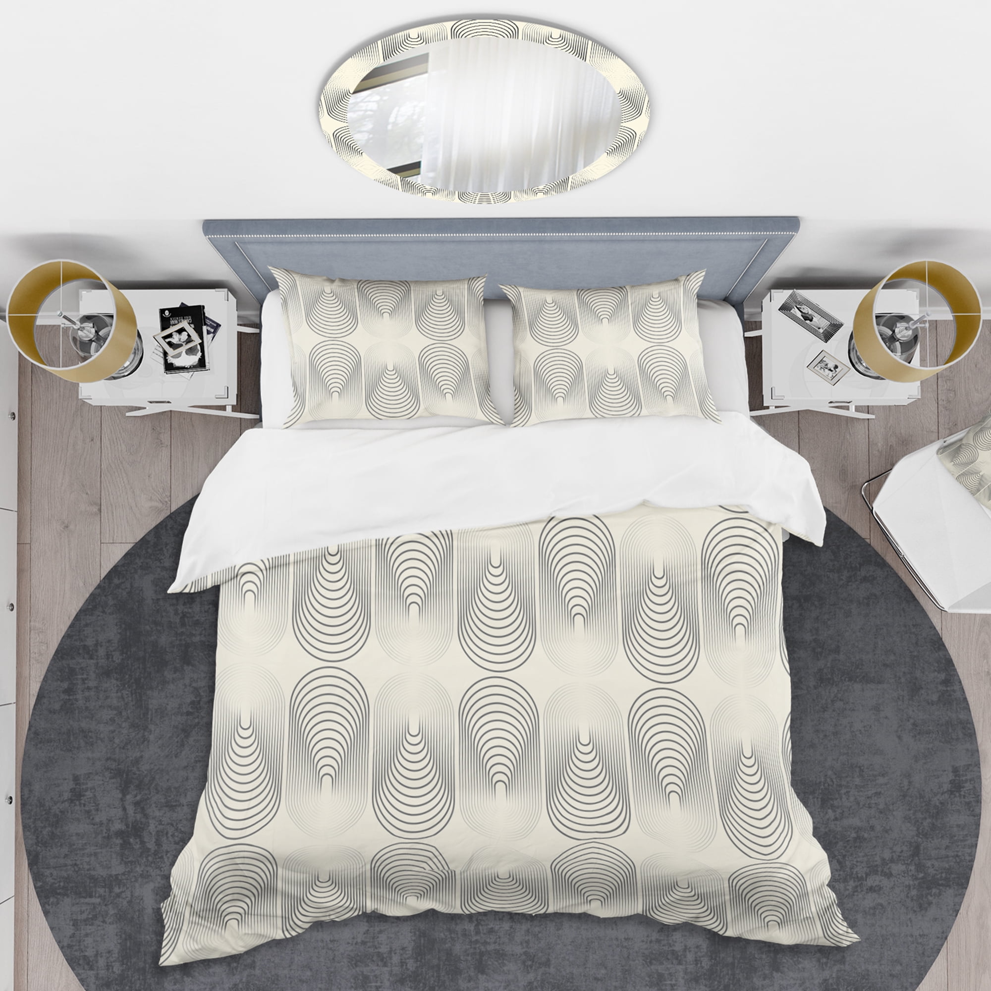 Designart 'Monochrome Geometric Pattern X' Mid-Century Modern Duvet Cover Set