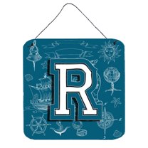 Carolines Treasures CJ2014-RDS66 Letter R Sea Doodles Initial Alphabet Wall or Door Hanging Prints 6HX6W multicolor
