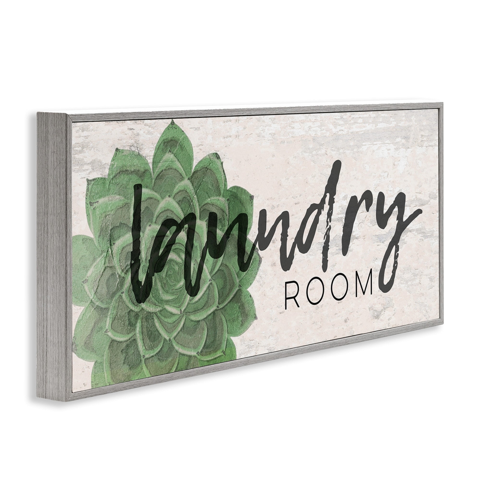 Stupell Industries Laundry Room Green Succulent Soft Textured Paper Look, 13 x 30,Design by Jessica Mundo
