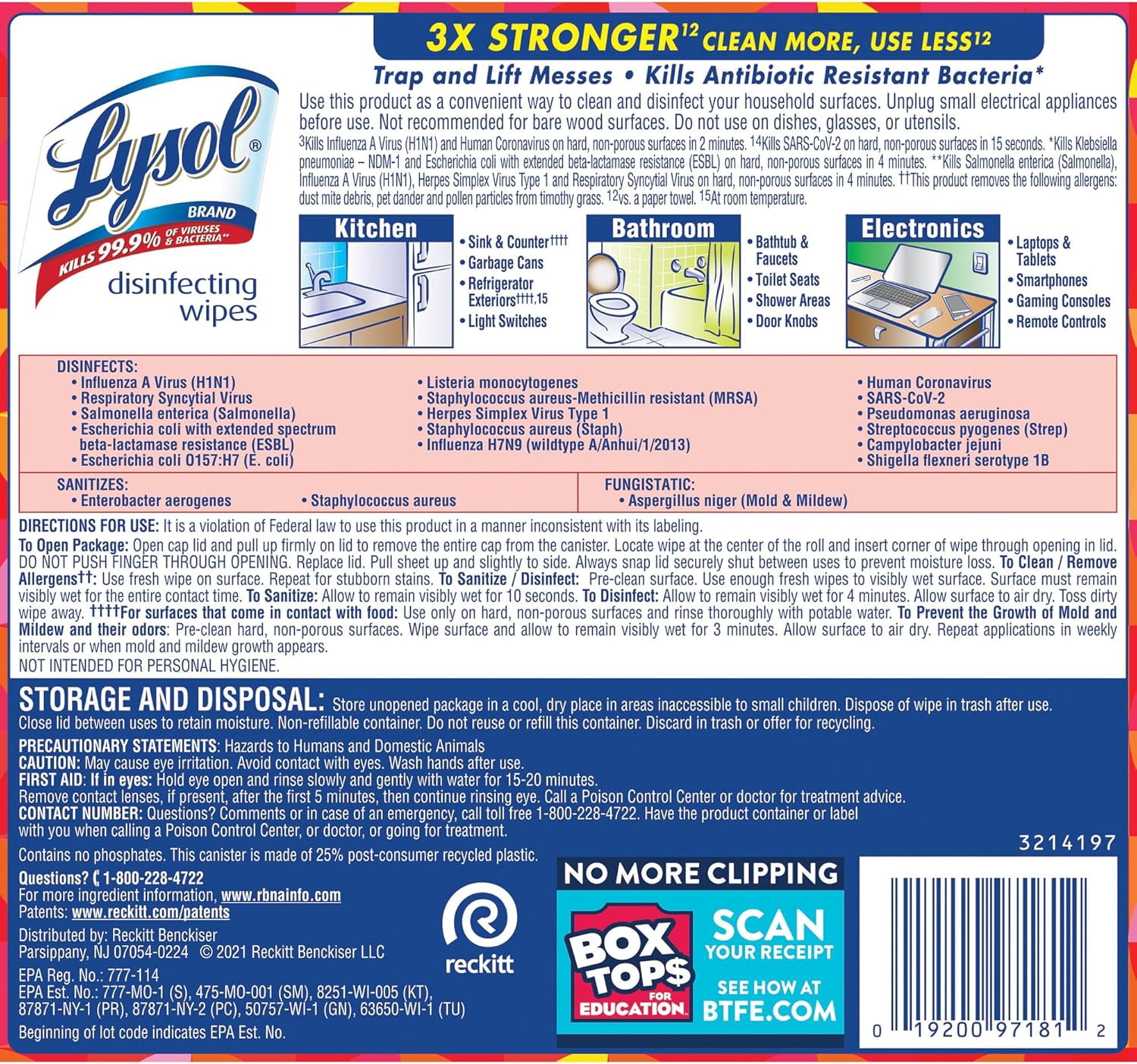 Lysol Disinfectant Antibacterial Cleaning Wipes, 80 Ct, 6 Pack