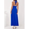 thumbnail image 5 of PRETTYGARDEN Holiday Cocktail Dresses for Women Summer Elegant V Neck Halter Backless Wedding Guest Party Midi Dress, 5 of 7