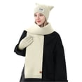 thumbnail image 6 of QASIEATN Winter Hat Beanie Long Scarf Touchscreen Gloves Set 3Pcs Soft Thick Fleece Lined Gloves Cap Scarf Set for Women Fall Fashion Accessories, 6 of 9