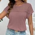 thumbnail image 2 of Tfken Summer Women Tshirts Solid Color Crew Neck Short Sleeve Tops Breathable Daily Wear Female Soft Shirts Red, 2 of 6