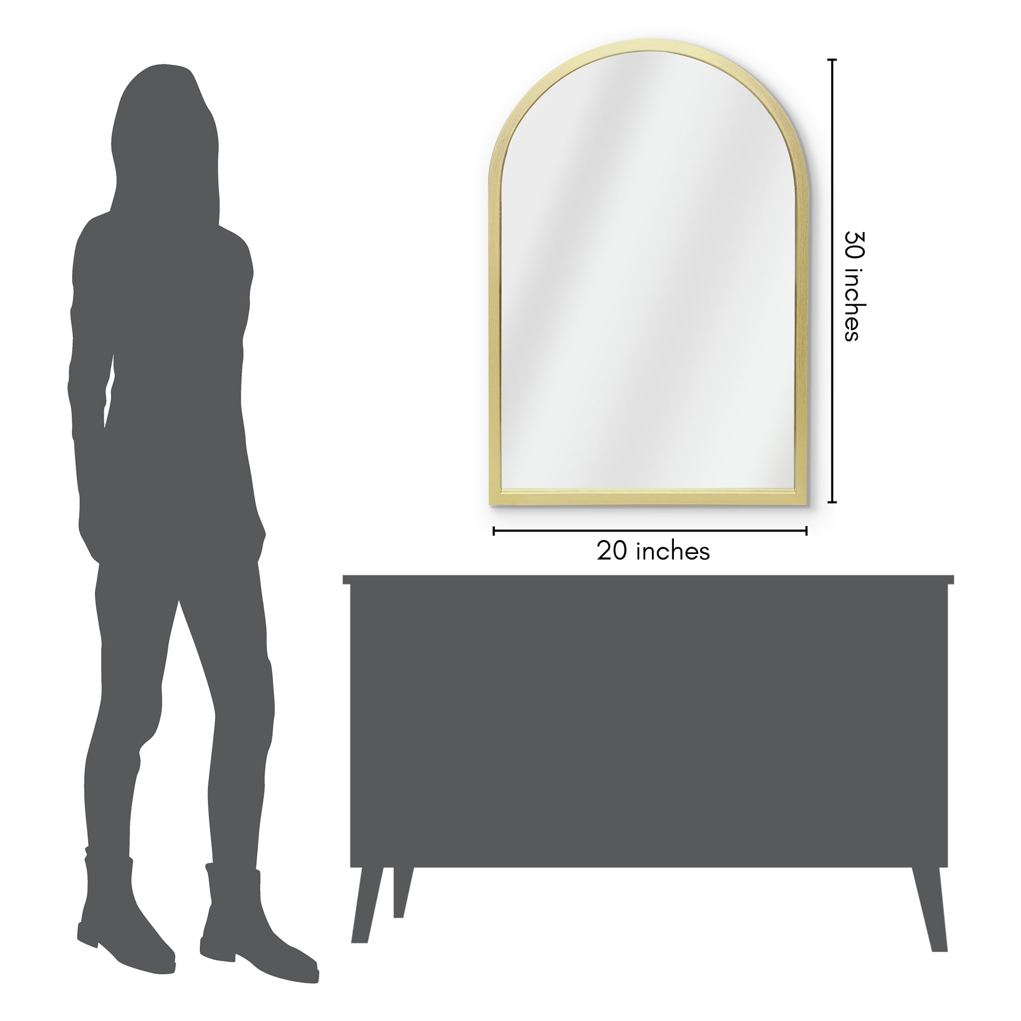 Americanflat - 20x30 Gold Framed Curved Arched Mirror for Bedroom Living Room Bathroom