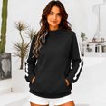 thumbnail image 7 of Mock Neck Sweatshirt Women Fall Fashion Oversized Turtleneck Pullover Side Stripes Long Sleeve Casual Sweatshirts Black XL, 7 of 7