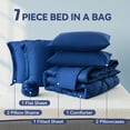 thumbnail image 3 of BDEUS 7 Pieces Comforter Set King，Bed in A bag，All Seasons Bedding sets with Comforter,Fitted Sheet,Flat Sheet,Pillowcases & Shames，dark blue, 3 of 13