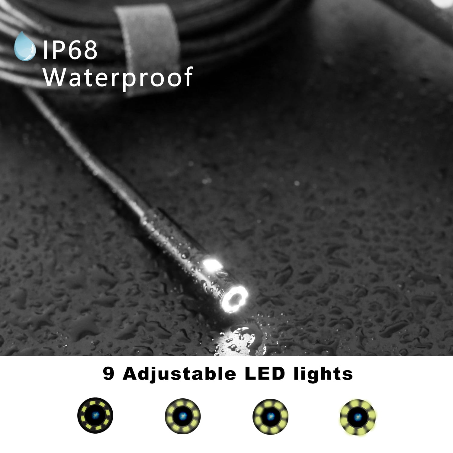1920P HD Dual-Camera Endoscope with 9 Adjustable LEDs, IP68 Waterproof Lens, 2600mAh Battery, and Wide Compatibility for iOS & Android-16.5FT