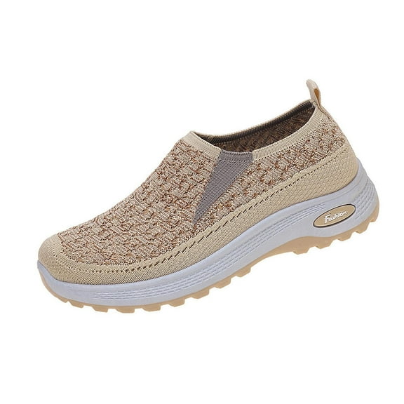 Women's Walking Slip on Shoes, Knit Comfortable Wide Width Arthritis Edema Feet Shoes,Casual Nurse Walking Sneakers,Mesh Breathable Low-Top Fashion Sneakers