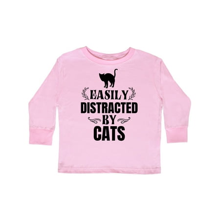 

Inktastic Easily Distracted by Cats Gift Toddler Boy or Toddler Girl Long Sleeve T-Shirt