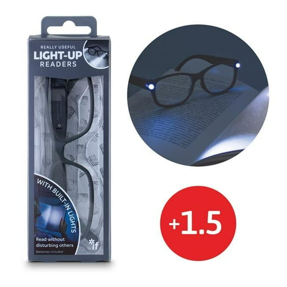 Really Useful Light-Up Readers Concept Glasses, Grey - Plus 1.5