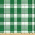 thumbnail image 2 of Ambesonne Fashion Fabric by the Yard Upholstery, Greenish Gingham Plaid Art, 3 Yards, Forest Green White, 2 of 5