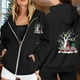 thumbnail image 2 of WILLBEST Sudadera Deportiva para Mujer Ladies' Christmas Printed Zipper Long Sleeved Pocket Adjuststring Casual Hooded Sweatshirt 1732 Grande, 2 of 8