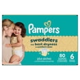 thumbnail image 2 of Pampers Swaddlers Diapers, Size S6 (23-44 lbs), Absorbent, Keeps Baby Dry and Comfortable, Skin Safe Disposable Baby Diaper, 2 of 26