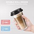 thumbnail image 4 of 2 Paquetes de Tazas de Café de Vidrio de Doble Pared con Tapas de Silicona, Tazas de Café Aisladas de 12 Oz/350 Ml, Aptas para Lavavajillas, 4 of 5