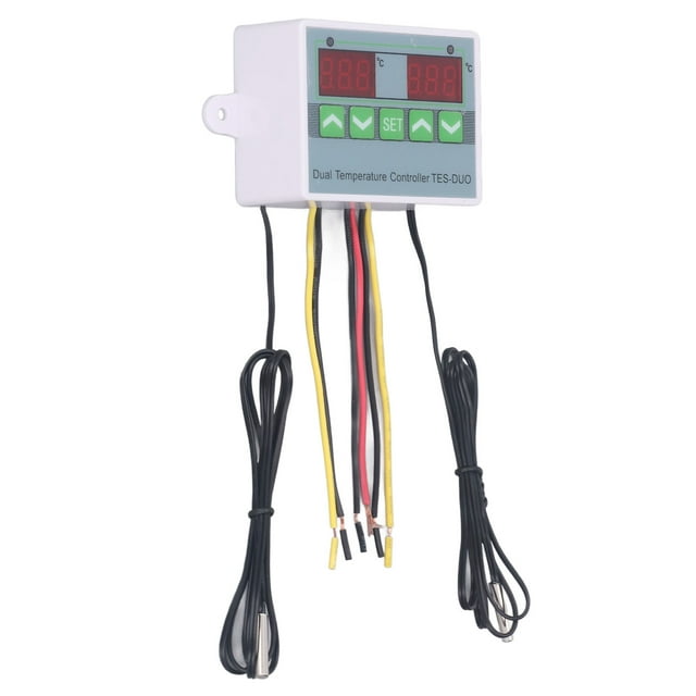Dual Temperature Controller, 12/24V Waterproof Digital LED Temperature Controller With Data Storage, High Accuracy Temperature Sensor Probe, For Refrigerators, Freezers, Incubators