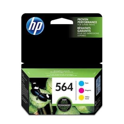 3 Pack Cyan Ink - HP 564 Cyan/ Magenta/Yellow Original Ink Cartridge, 3-Pack (N9H57FN)