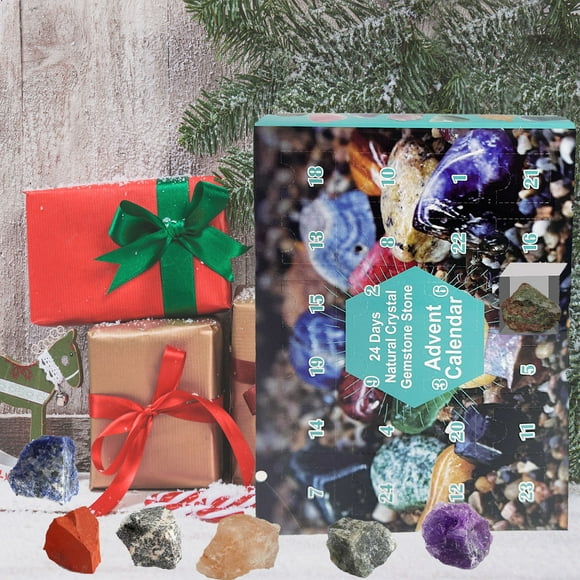 EGNMCR Christmas Decorations, Christmas Tree ornaments, Christmas Gifts 2024 Christmas Advent Calendar 24 Natural Crystal Agate Fossils Day Advent Calendar
