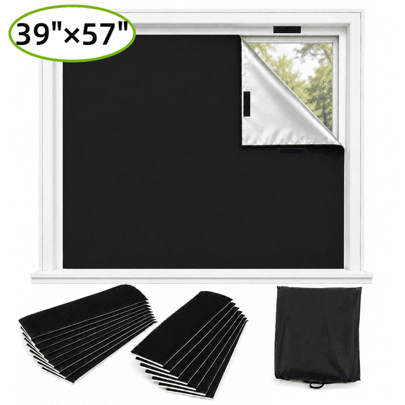 Blackout Curtains DIY Blackout Window Shades,39"×57" Strong Hook and Loop Tape Strips with Adhesive Blackout,Curtains for BedroomBaby Room and TV Room