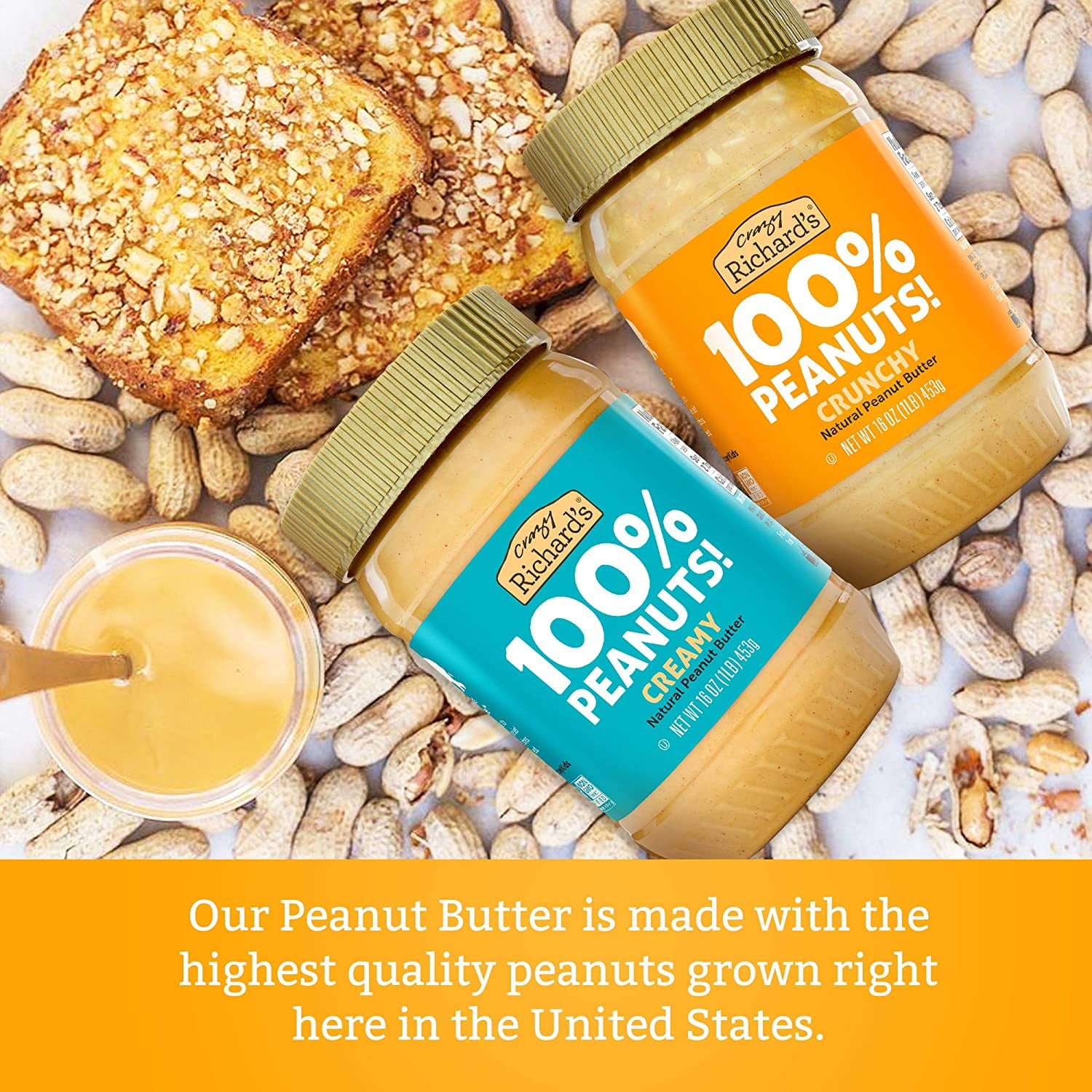 (Pack of 6) Crazy Richards 100% Peanuts Creamy Natural Peanut Butter, 16 oz