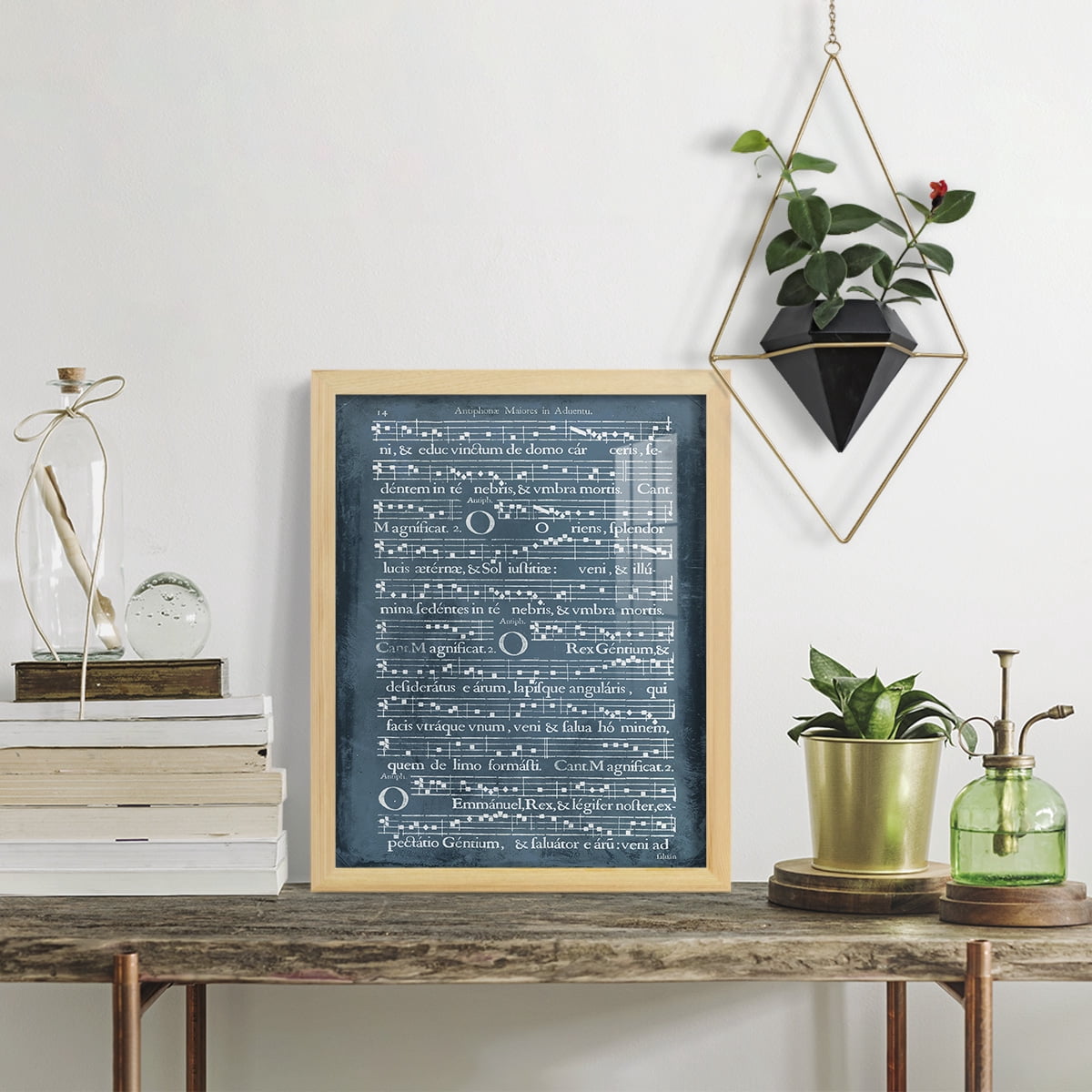 Graphic Songbook IV -Framed Print w/glass-Natural Wood