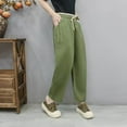 thumbnail image 2 of yillto Womens Straight Leg Pants Cotton Elastic Waist Drawstring Causal Loose Tapered Trousers Pant, 2 of 3