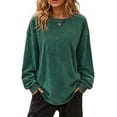 thumbnail image 2 of Womens Washed Sweatshirt Oversized Long Sleeve Crewneck Loose Fall Winter Tops, 2 of 7