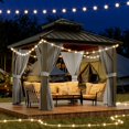 thumbnail image 7 of Luku 10x12FT Outdoor Hardtop Gazebo with Galvanized Iron Roof, Sturdy Aluminum Frame, Netting & Curtains, Wind Snow Resistant Permanent Gazebo for Patio, Lawn, Pool, Deck, 7 of 7