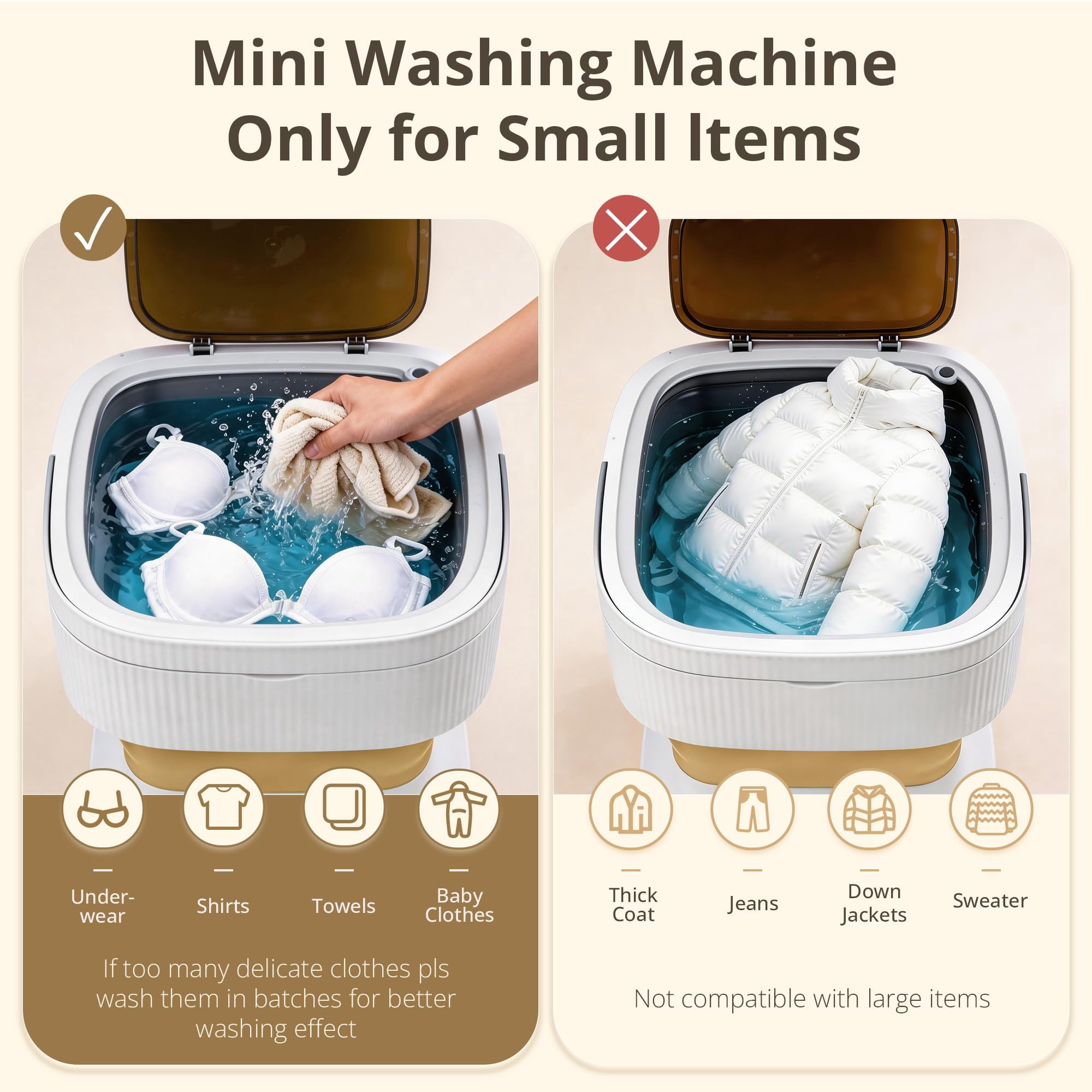 Portable Washing Machine, Mini Washer, 18L Upgraded with Spin Basket, Foldable Design Ideal for Apartment, portable washer 3 Cleaning Modes Suitable for Small Clothes (purple)