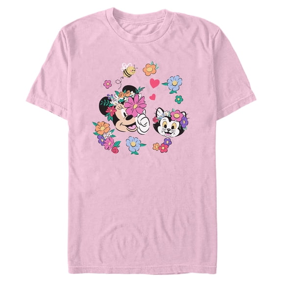 Mens Mickey & Friends Minnie And Figaro Spring Flower T Shirt