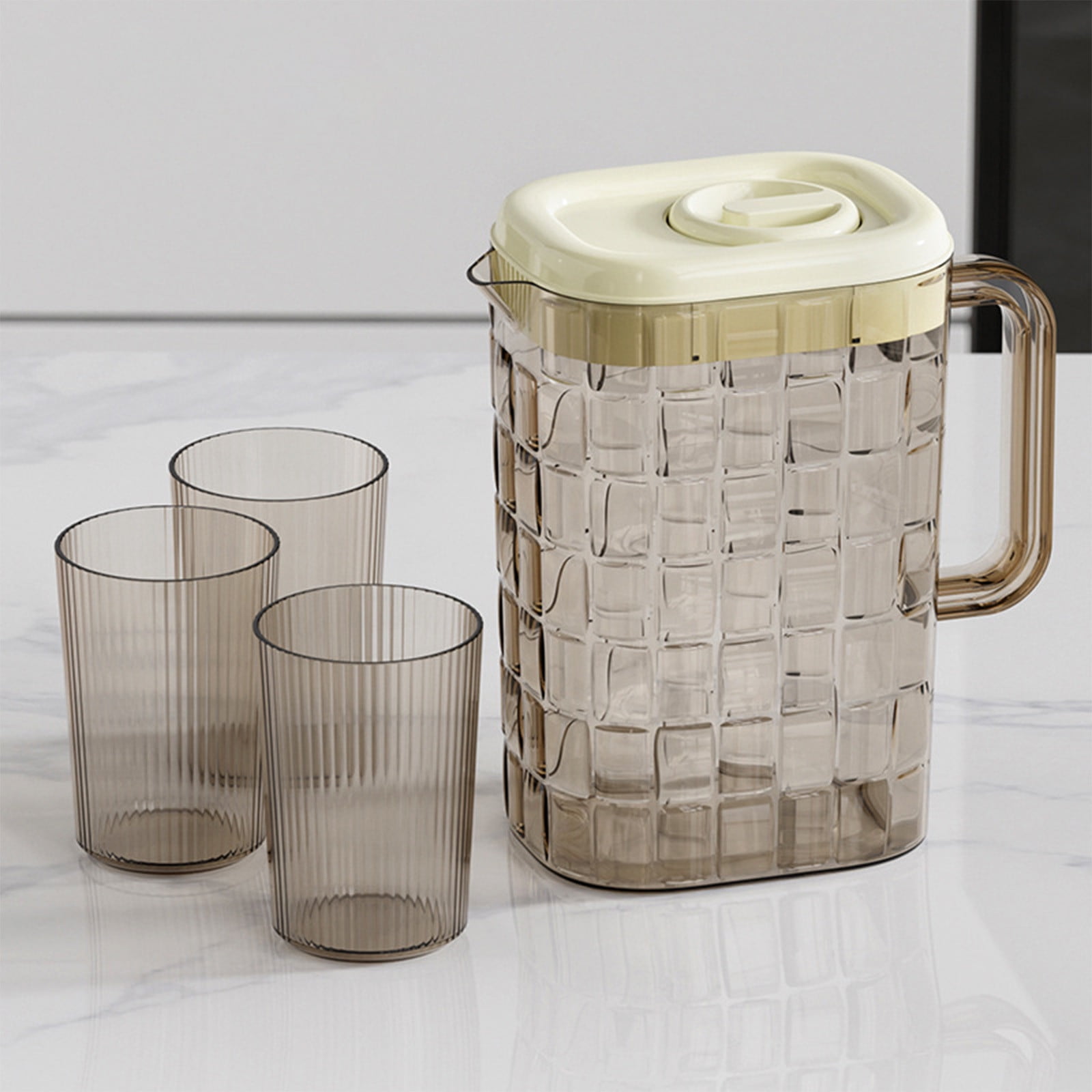 Acrylic Pitchers, Clear Plastic Pitcher with Removable Lid, Transparent Juice Jug Water Pitcher for Iced Tea, Lemonade, Cold or Hot Beverages, BPA-Free and Shatter-Proof