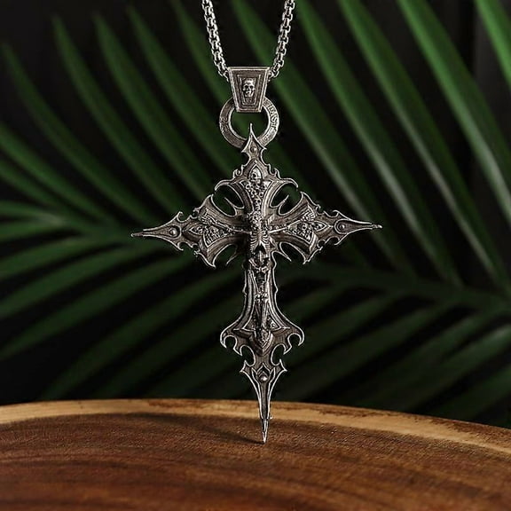 Vintage Gothic Christian Believer Prayer Dante Purgatory Cross Pendant Good Friday Necklace For Men Women Classic Jewelry