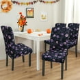 thumbnail image 2 of Halloween Goth Skull Chair Covers for Dining Room Set of 6 Halloween Gothic Skeleton Stretch Dining Chair Slipcovers 6 Pieces Spooky Washable Removable Seat Protector 6 Pack Decor, 2 of 7