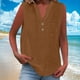 thumbnail image 2 of Camisetas para mujer,Camiseta de tirantes de lino con cuello en V para mujer, detalle de botones y bolsillo en el pecho, blusa informal sin mangas para estar en casa, sopatenor, 2 of 9