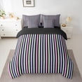 thumbnail image 2 of Manfei Geometric Stripes Lines7 Pieces Bedding Comforter Set,Modern Geometric Aesthetic Full Bedding Set,Black Pink Purple Fitted Sheet Flat Sheet For Children,Microfiber Bedroom Decor Reversible, 2 of 8