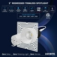thumbnail image 5 of LUXRITE 2 Inch Push-n-Lock Trimless LED Recessed Light 12W 1100 Lumens 5CCT 60 Dimmable CRI 90 Damp Rated IC Rated ETL, 5 of 7