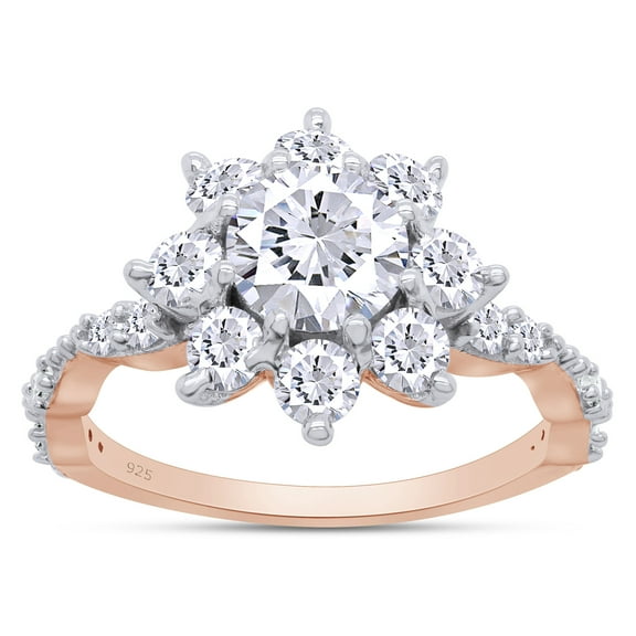1 2/3 ct. t.w 6.5MM Round Cut Lab Created Moissanite Diamond Halo Flower Wedding Engagement Ring In 14K Rose Gold Over Sterling Silver (G-H Color, VVS1 Clarity, 1.65 Cttw)-4