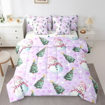 Feelyou 7-Piece Teens Snowman King Comforter Set, Fairy Tale Xmas Dots