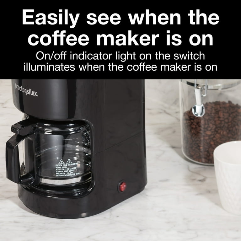 Proctor Silex 10-Cup Drip Coffee Maker Machine with Glass Coffee Pot, Black