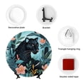 thumbnail image 4 of Zufioo Black Panther Floral Illustration Print Bone China Decorative Plate, Ceramic Dinner Plate with Stand Ceramic Decoration Homewares-6in, 4 of 6
