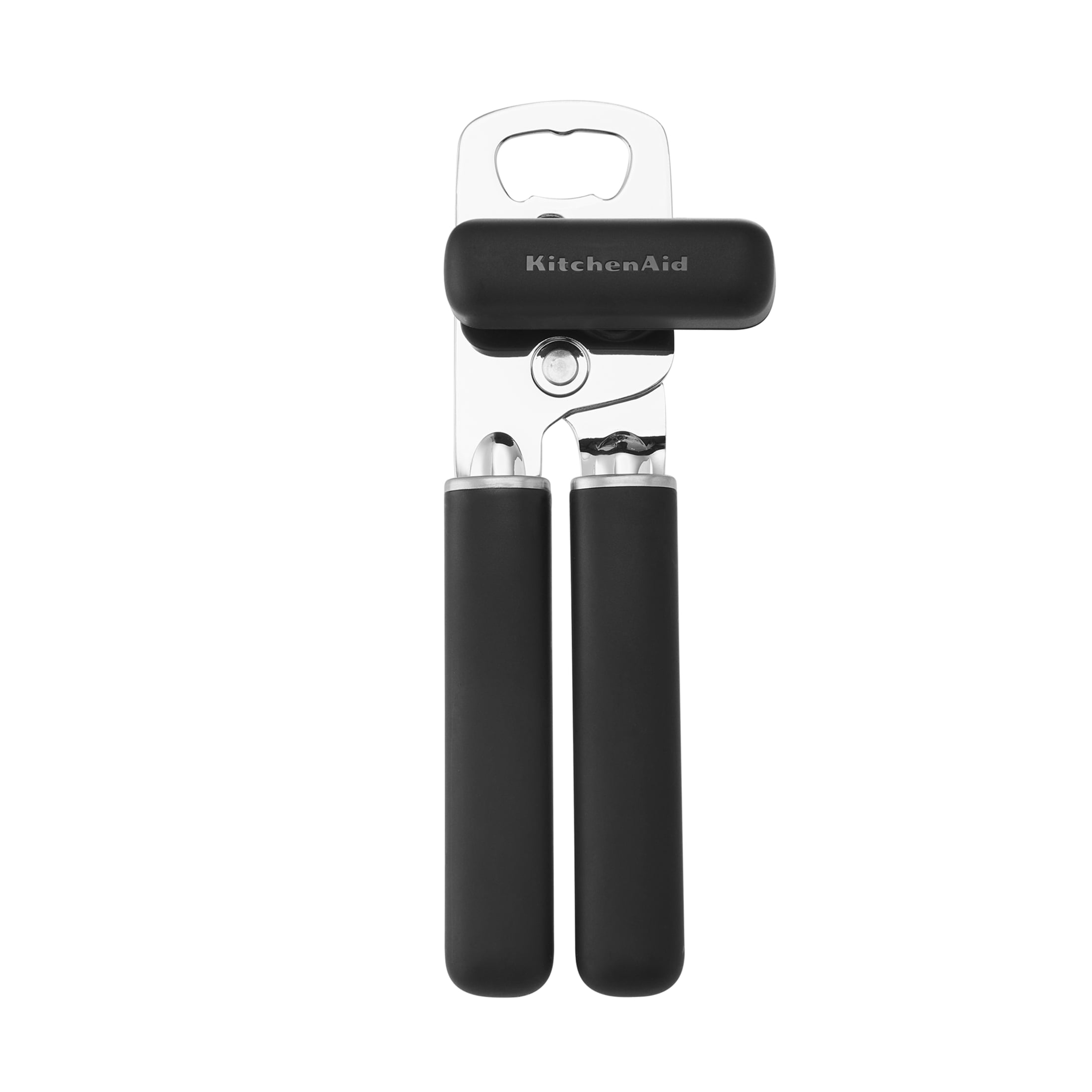 KitchenAid Stainless Steel Manual Can Opener with Bottle Opener and Ergonomic Grip, Black