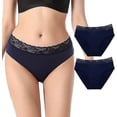 thumbnail image 1 of Ropa interior de algodón para mujer, 2 uds., cintura de encaje, bragas completas, bragas de pierna alta, ropa interior de algodón sin costuras para mujer, 1 of 5