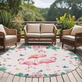 thumbnail image 4 of Pink Flamingo Round Area Rug 6Ft Washable Circle Rugs for Bathroom Office, Tropical Botanical Summer Flower Rustic Non-Slip Carpet Floor Mats Indoor Outdoor Carpet Runner Aesthetic Home Decor, 4 of 8