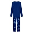 thumbnail image 6 of UAMVSH Womens Pajamas Sets Long Sleeve Button Crew Neck Sleepwear Pullover and Loungewear Bottoms Pleated Two Piece Lounge Outfits(XX-LargeDark Blue 5), 6 of 7