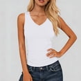 thumbnail image 2 of Tank Top for Women V Neck Summer Sleeveless T Shirt Tunic Casual Solid Color Loose Fit Blouses White, 2 of 9