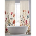 thumbnail image 5 of Red Flowers Sheer Curtains 96 Inches Long 2 Panels Plants Watercolor Floral Retro Linen Light Filtering Semi Sheer Window Curtains Drapes for Bedroom Living Room 52"x96"x2, 5 of 9