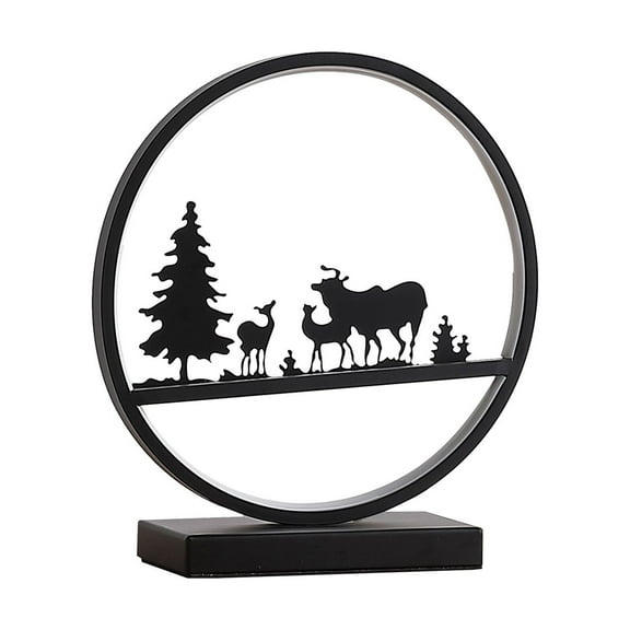 13â€ Rustic Black Woodland Deer Table Lamp.