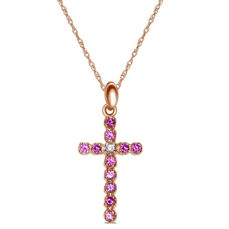 Created Emerald Cross - Womens.02CT with Created Emerald Cross Necklace Pendant in 10K Yellow Gold with