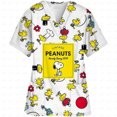 thumbnail image 2 of Ropa de mujer Estampado de dibujos animados de Snoopy Cuello en V Ropa de trabajo para mujer Tops Manga corta Con bolsillos Uniforme médico de enfermería, 2 of 5