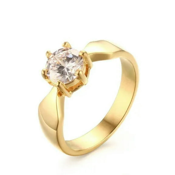 2ct AAA CZ Titanium Band Women's 18K Gold Plated Wedding Jewelry Ring Size 6/7/8